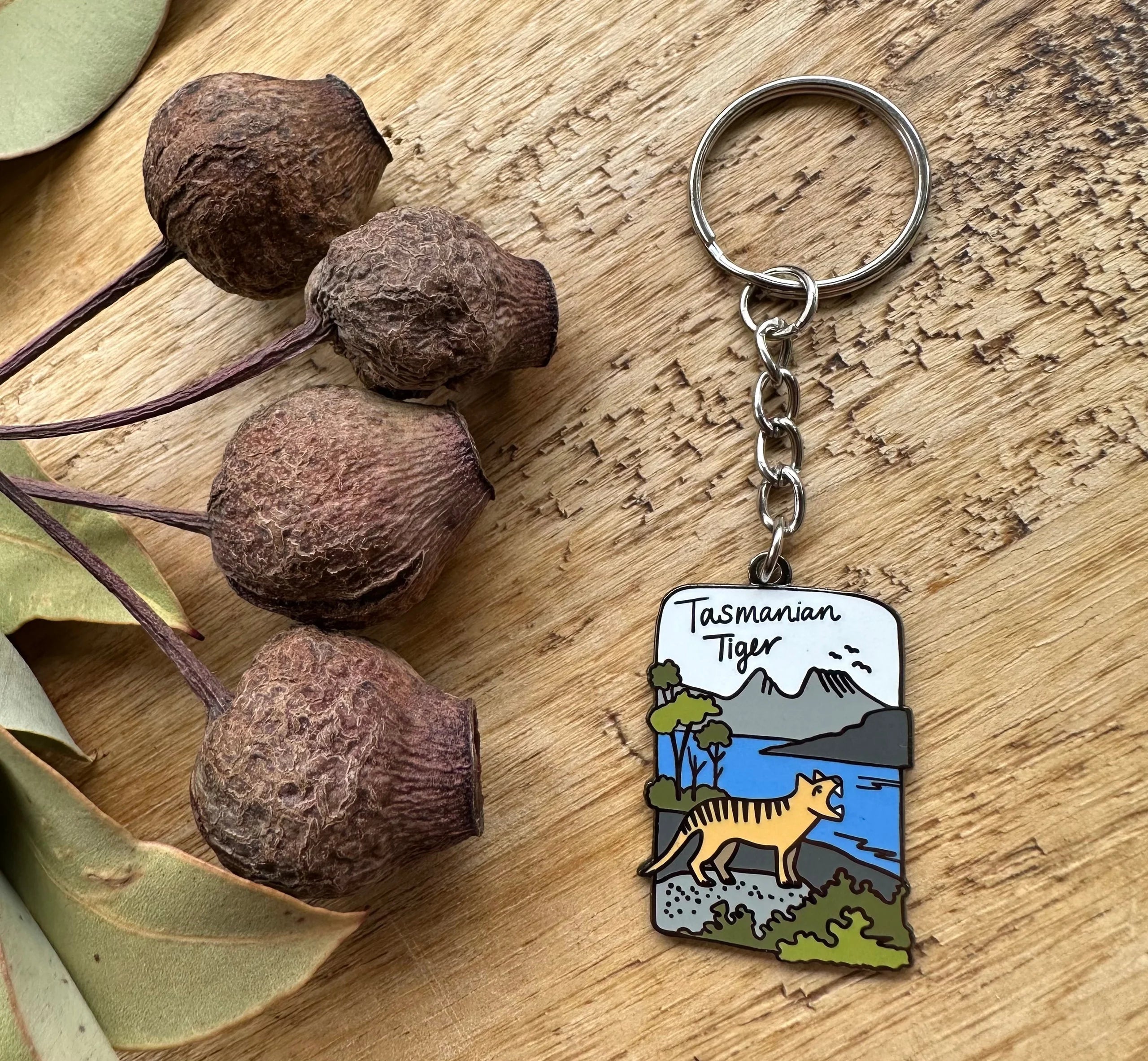 PIGMENT by Monica Reeve Enamel Key Rings key ring Pigment Tasmanian Tiger 