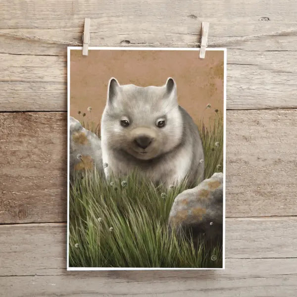 Tasmanian Species Greeting Cards greeting cards Cal Heath Wombat Joey Orange 