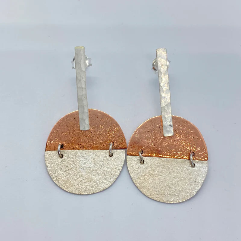 Full Moon Earrings Silver - Rare & Beautiful Earrings The rare and Beautiful Copper & Silver 