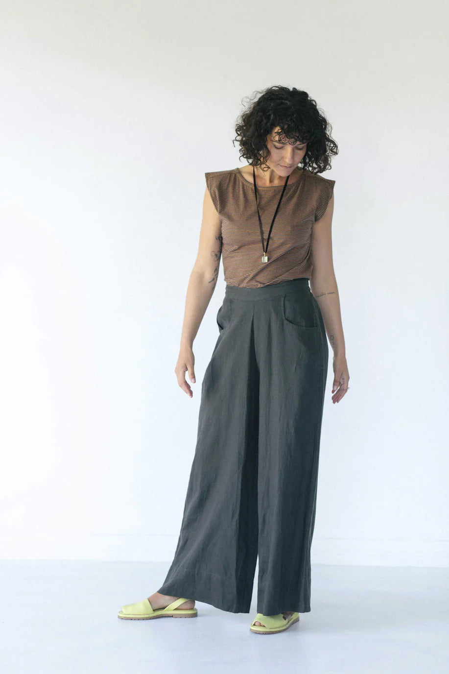 Wide Leg Ollie Linen Pants- Lazybones Italy Pants lazy bones Carbon S 