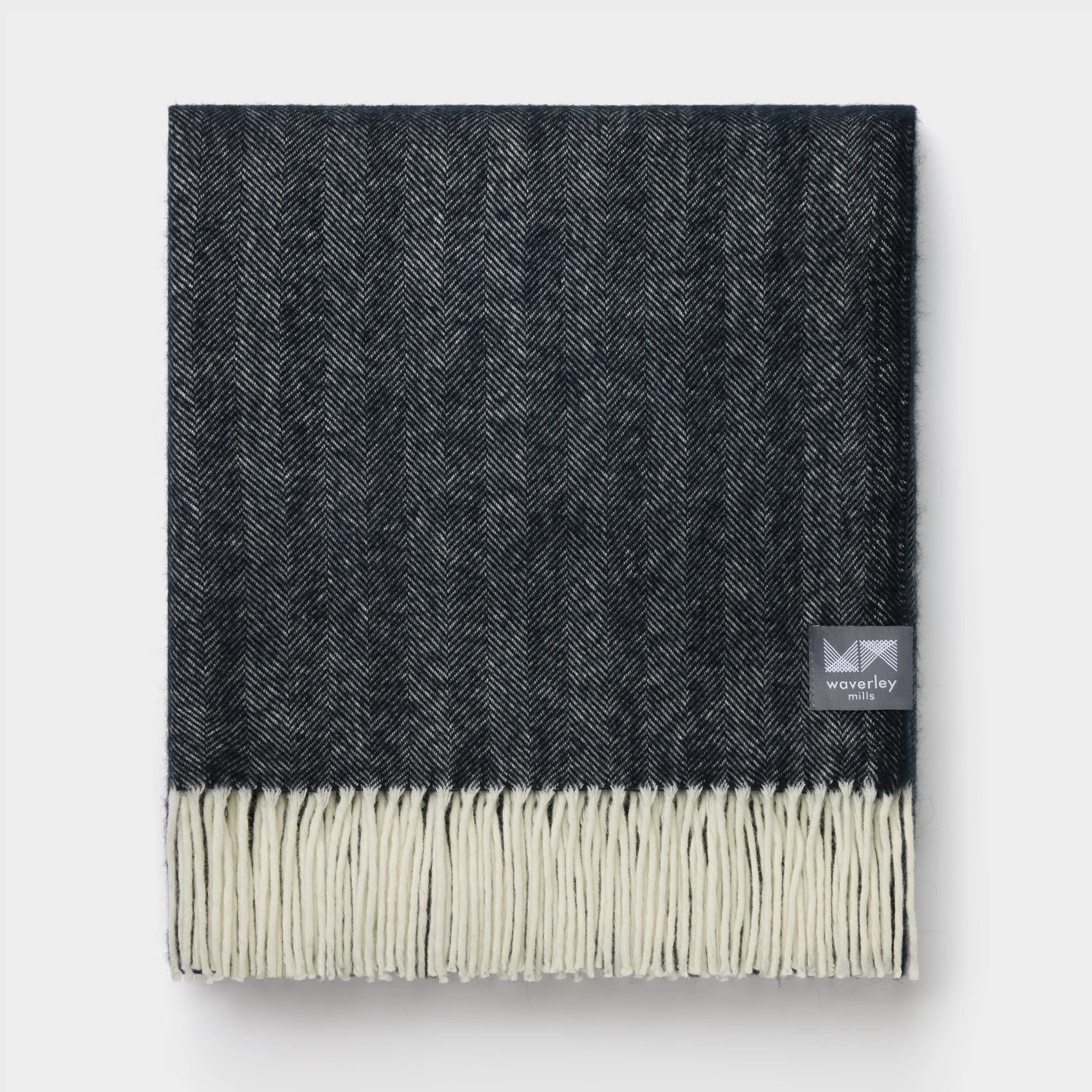 Merino Herringbone Throw - Waverley Mills Throws Waverley Mills Black 