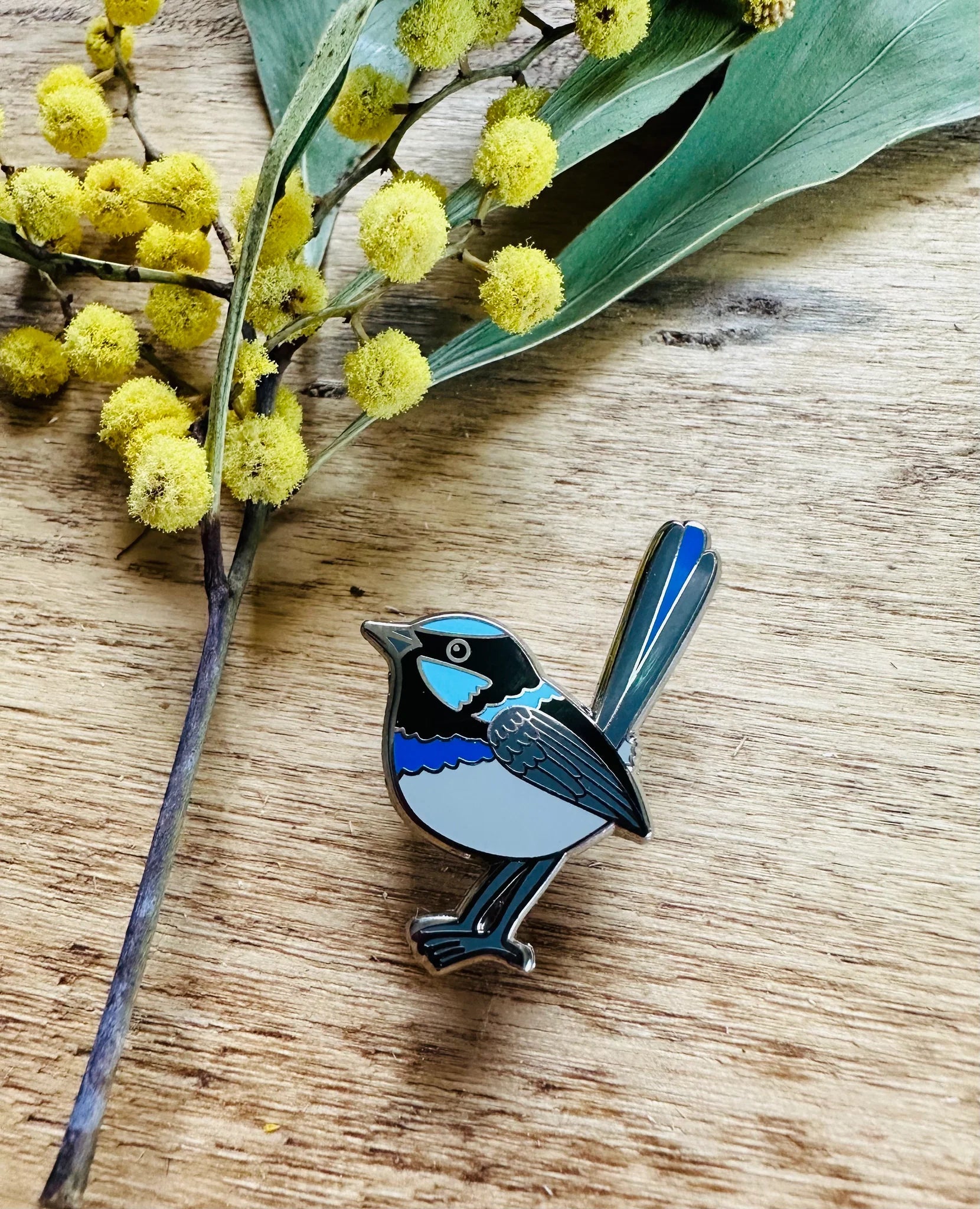 Tasmanian Enamel Pins by Pigment brooch Pigment Blue Wren 