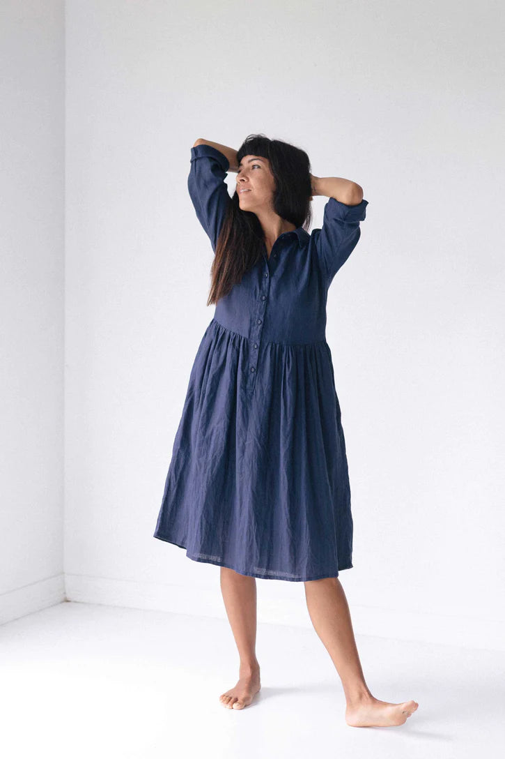 Becky Long Sleeve Linen Dress - Lazybones Italy Dress lazy bones 