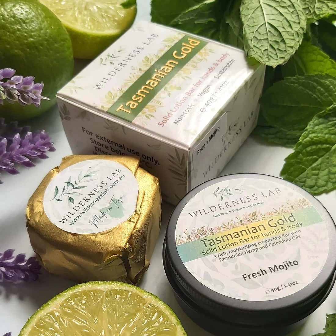 Tasmanian Gold Solid Lotion Balm - Wilderness Lab Lotion Bar Wilderness Lab Fresh Mojito 