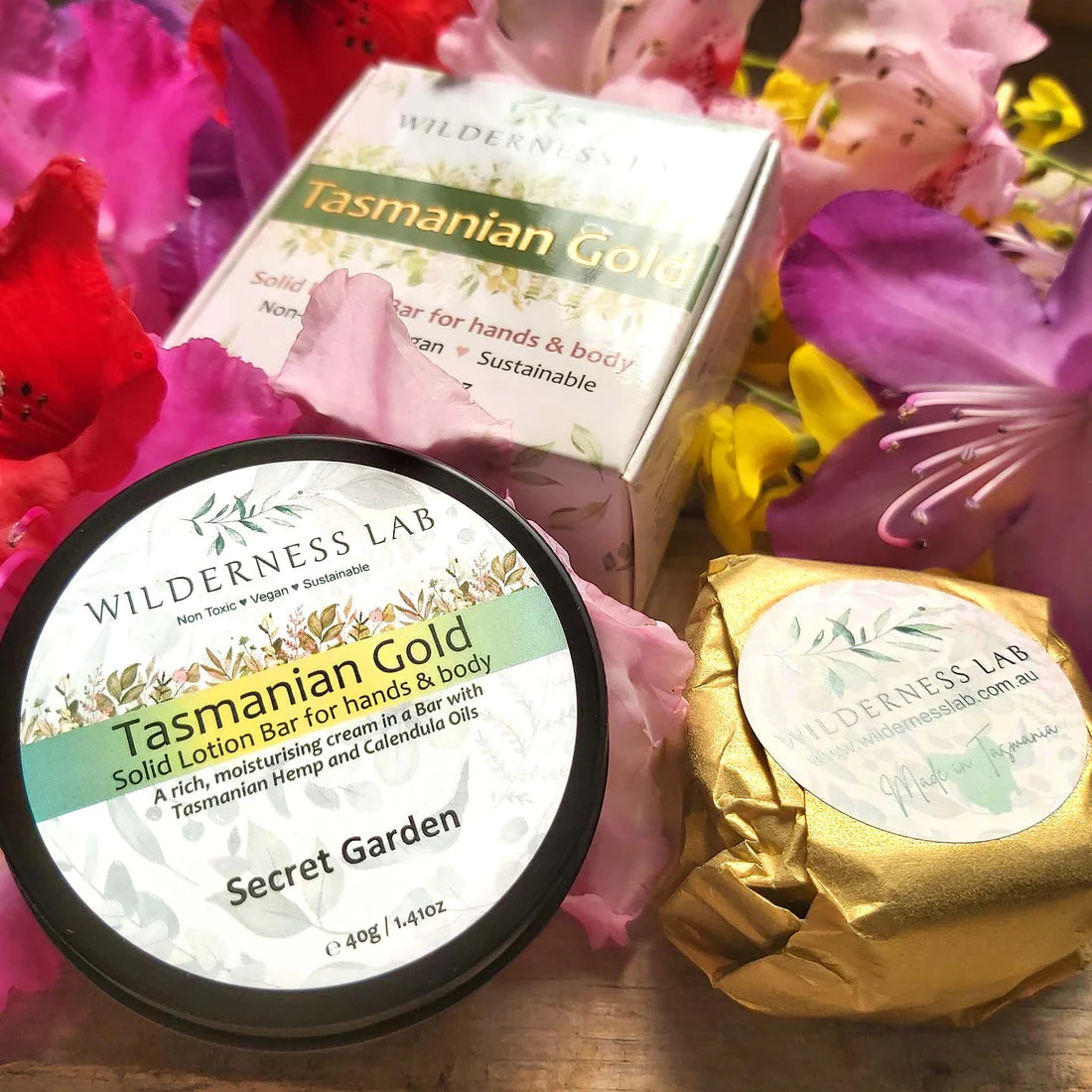 Tasmanian Gold Solid Lotion Balm - Wilderness Lab Lotion Bar Wilderness Lab Secret Garden 